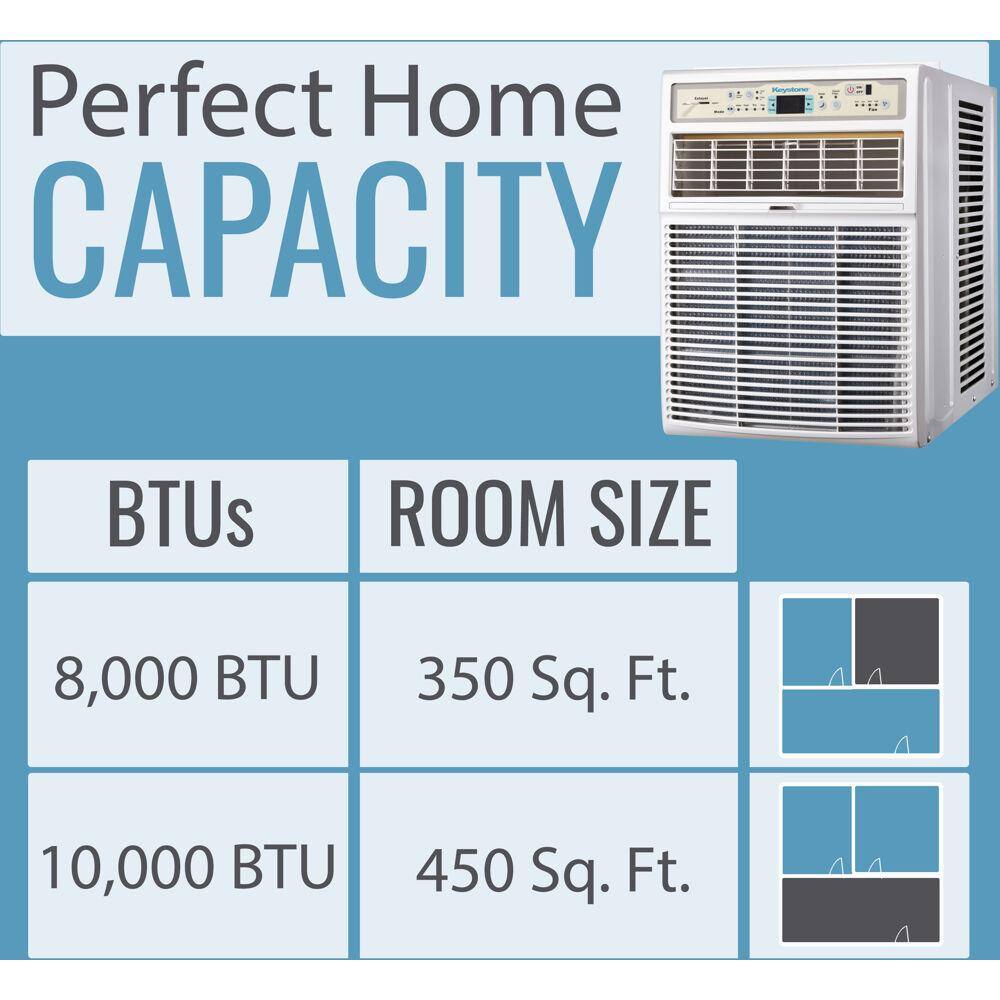 Keystone 10000 BTU Slider Casement Window-Wall Air Conditioner Dehumidifier with 4-Way Air Direction Control up to 450 sq. ft. KSTSW10A