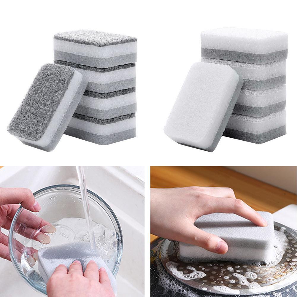 5pcs / set Highly Efficient Scouring Pad Dishcloth Cleaning Brush Kitchen Rags Strong Decontamination Dish Towels Household