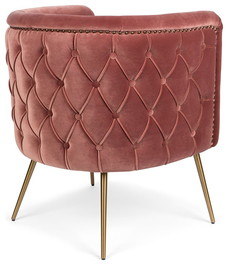 Pink Tufted Barrel Chair  Bold Monkey Such A Stud   Midcentury   Armchairs And Accent Chairs   by Luxury Furnitures  Houzz