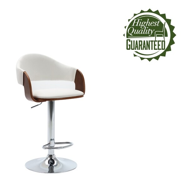 Porthos Home Emir Height Adjustable Bar Stool， PU Leather， Swivel Seat