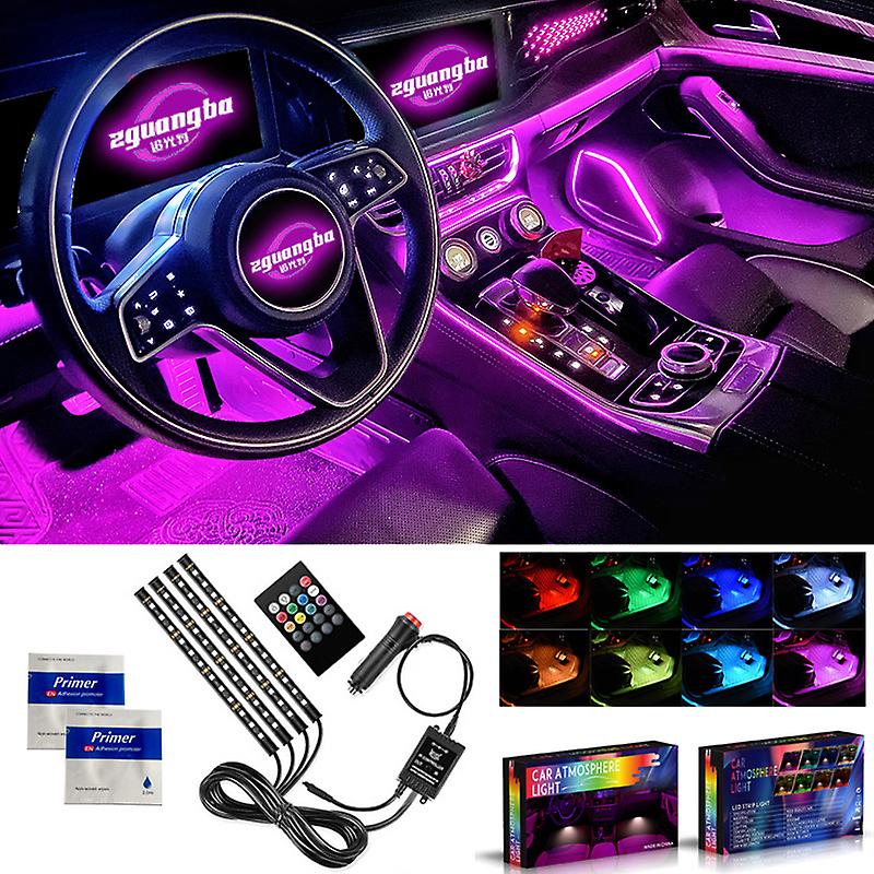 Sole Voice-activated Led Car Rhythm Light-48 Lamp Beads Remote Control + Voice Control (car Charger) (a Set)