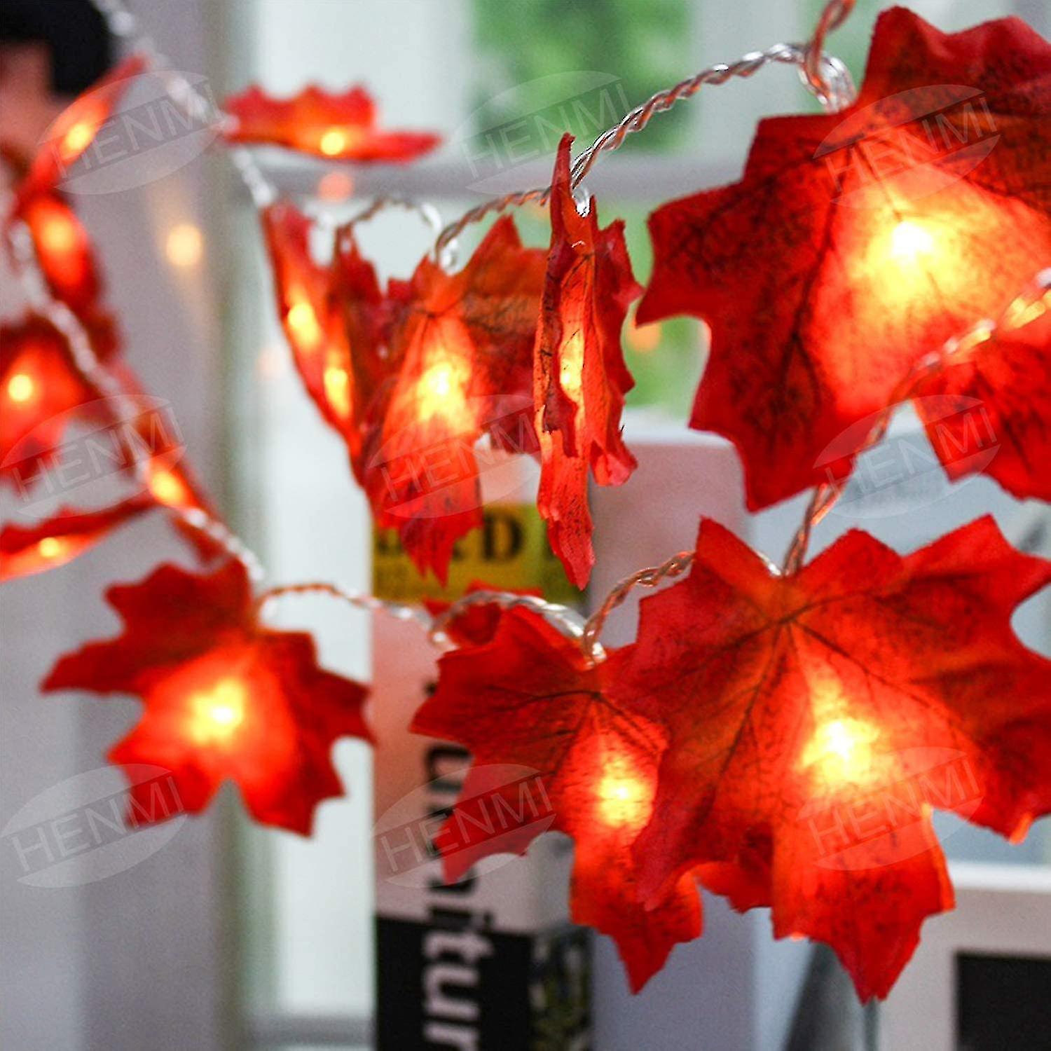 Fall Garland， Fall Leaves Garland， Maple Leaf String Lights， Fall Season 20 Lights， Perfect Decoration Compatible With Thanksgiving Day Decorations and