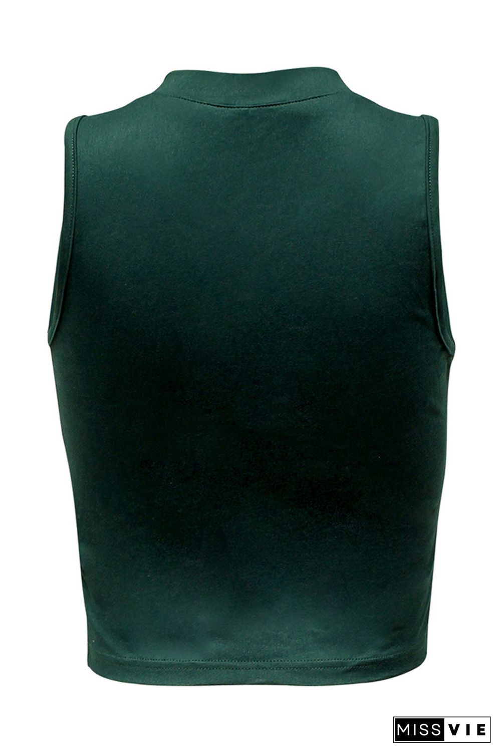 Green O-neck Sleeveless Tank Top Wholesale