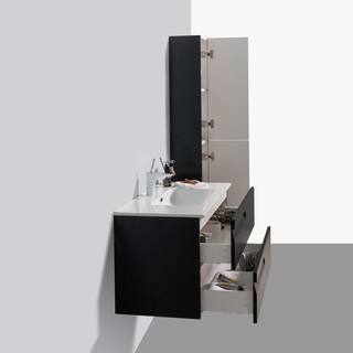 Eviva Joy 39 in. W x 18 in. D x 20.5 in. H Floating Bathroom Vanity in Blackwood with White Porcelain Top with White Sink EVVN23-39BW-WM