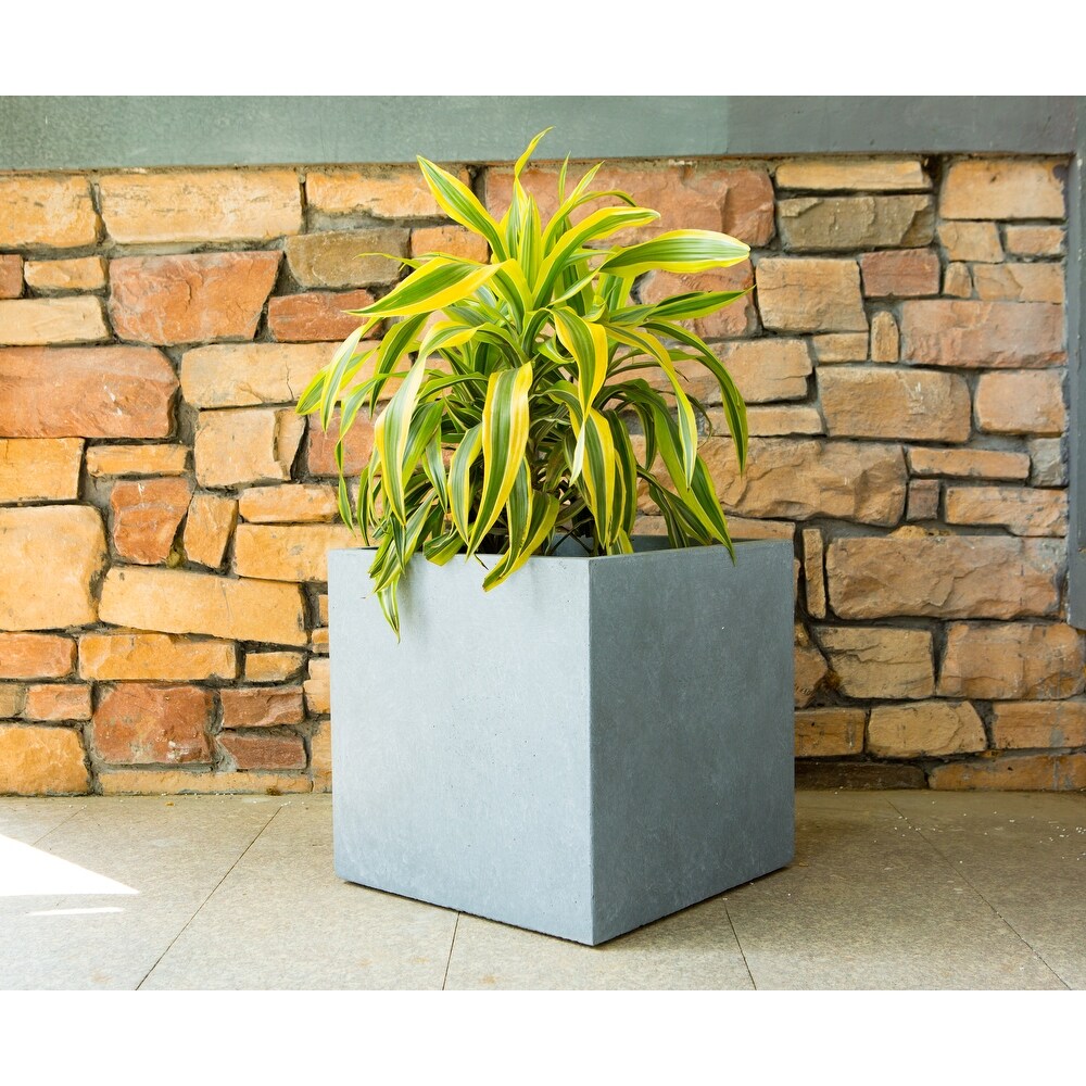 Durx litecrete Lightweight Concrete Modern Square Cement Color Planter  Small   9.8'x9.8'x9.8'