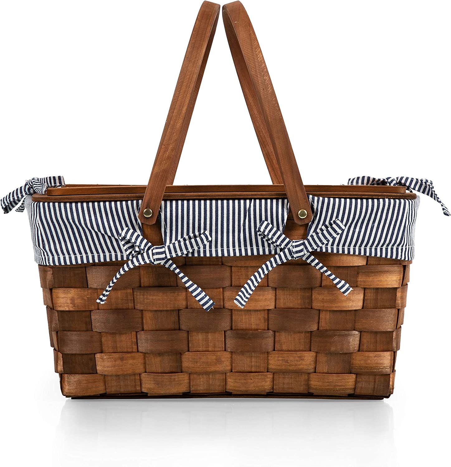 Picnic Time Kansas Handwoven Wood Picnic Basket