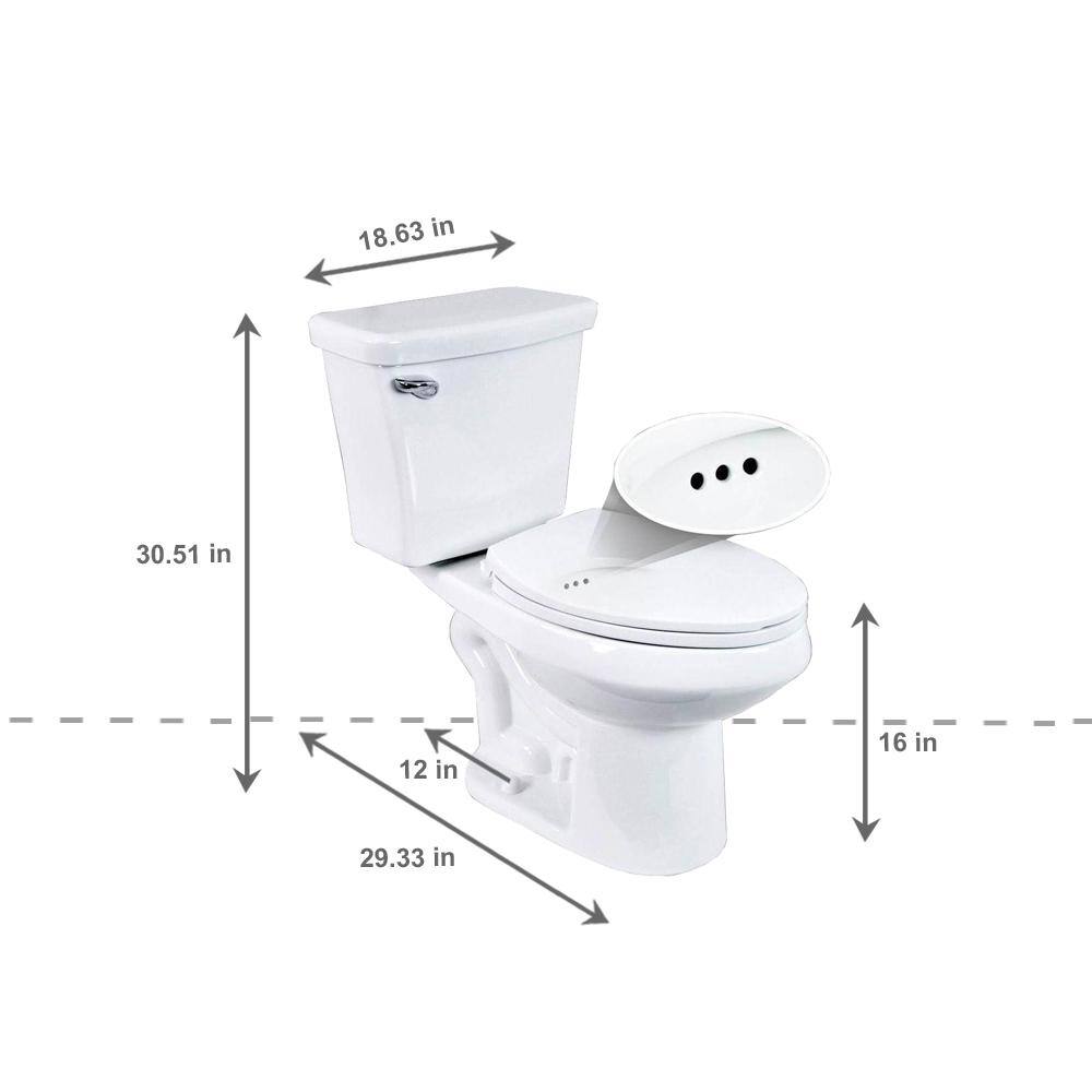 Penguin Toilets 2-pc. 1.28 GPF Single Flush Elongated Toilet with Patented Overflow Protection Technology in White with Seat 524