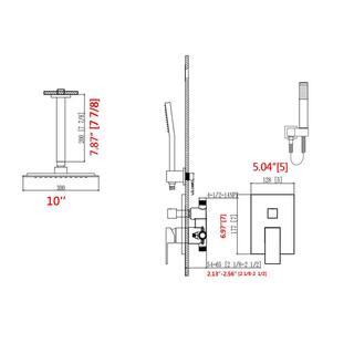 CASAINC 2-Function 10 in.Ceiling-Mounted Shower System with Handheld Shower in Matte Black CS3602-10MB