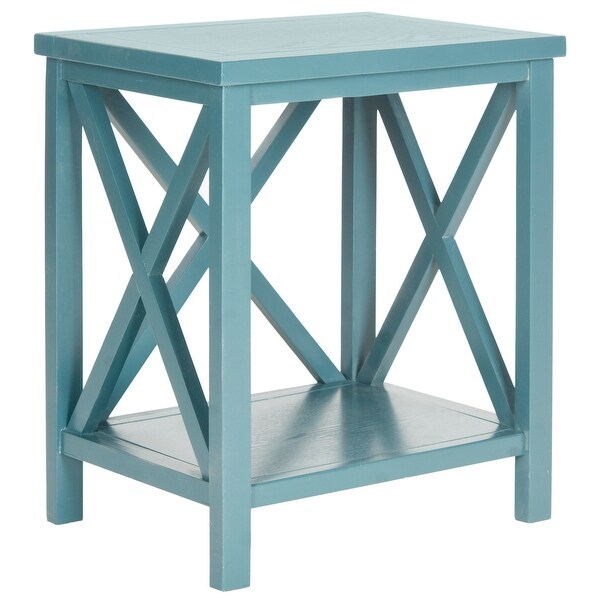 SAFAVIEH Candence Teal Cross Back End Table - 18.1