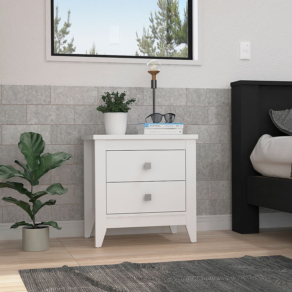 Oasis Nightstand With 2 Drawers  4 Legs And Superior Top