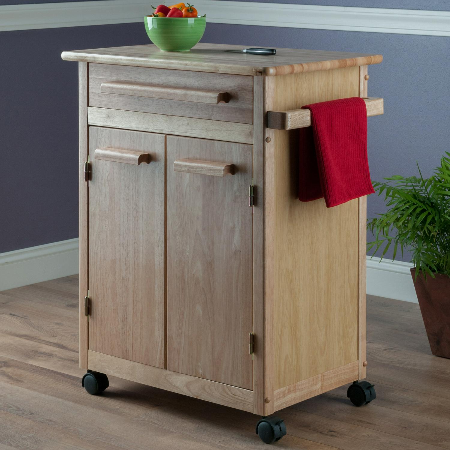 Winsome Wood Hackett Kitchen Storage Cart， Natural Finish