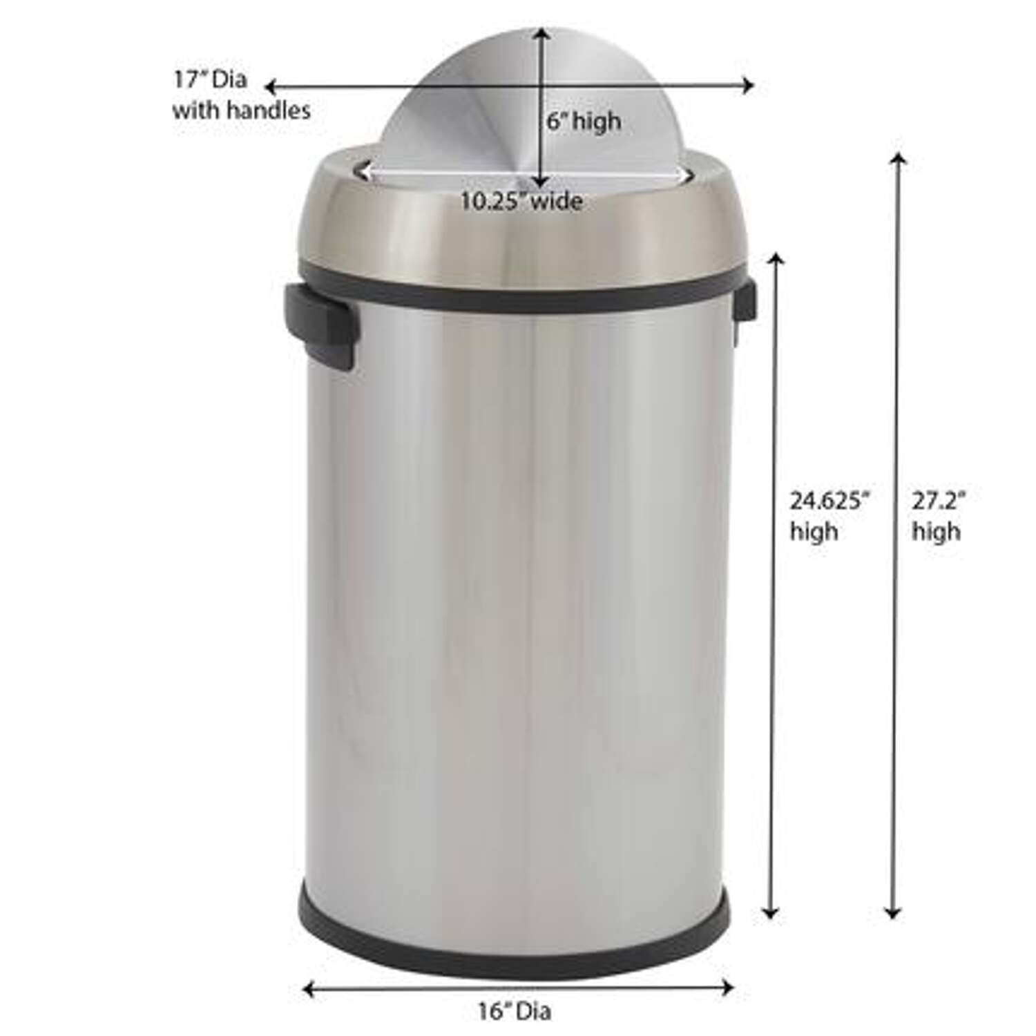 Household Essentials Napa 17 gal Silver Stainless Steel Swing Cover Commercial Wastebasket