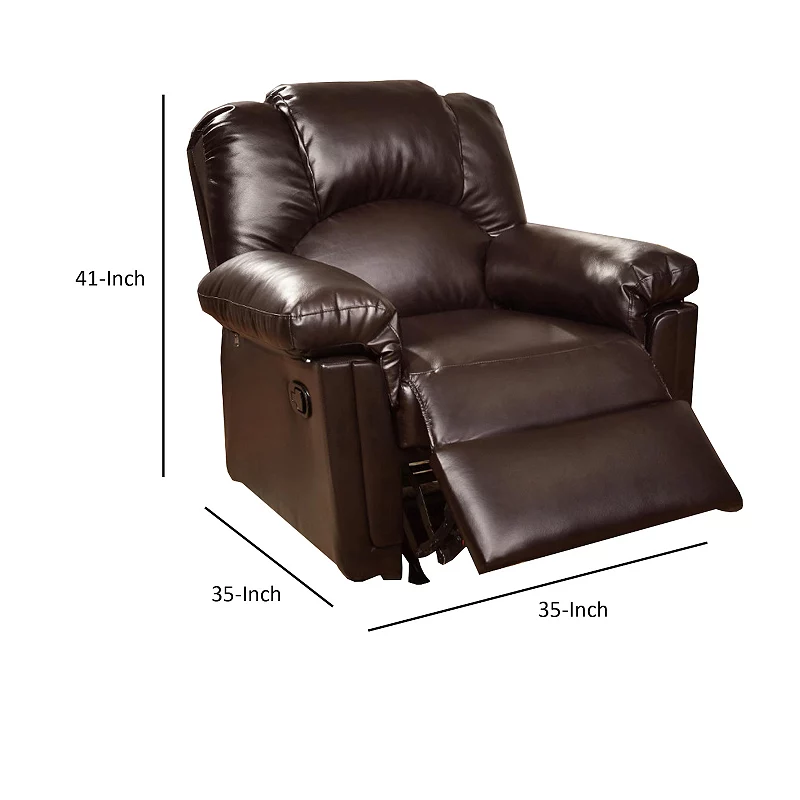 Bonded Leather Rocker/Recliner， Brown