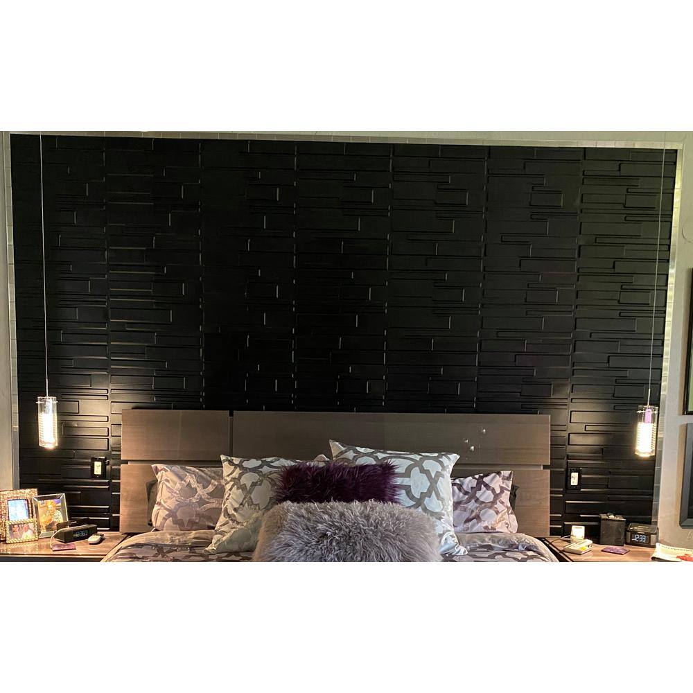 Art3dwallpanels Huxford 19.7 in. x 19.7 in. Black Waterproof 3D PVC Wall Panel for Wall Decorative Tile Accent Wall (32.2 sq. ft.Box) A10hd032BK