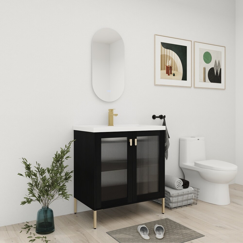 BNK 28/32 inch Freestanding Single Sink Bathroom Vanity with Soft Close Door and 1 adjustable shelf