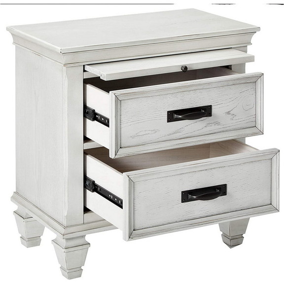 Benzara BM182751 Wooden Nightstand with 2 Drawers ...