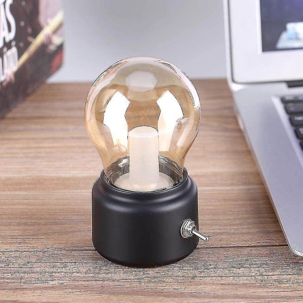 Retro Led Night Light Usb Rechargeable Table Lamp Bedside Lamp For Bedroom， Hallway， Kitchen，black