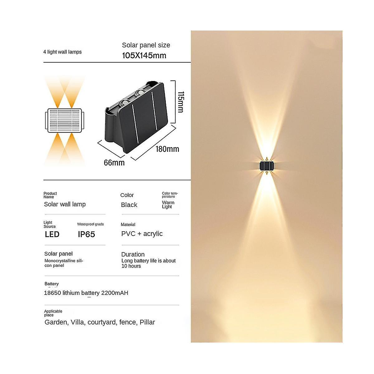 Solar Wall Light Outdoor Up-down Lighting Led Lamp Solar Wall Washing Lights For Courtyard Garden 4