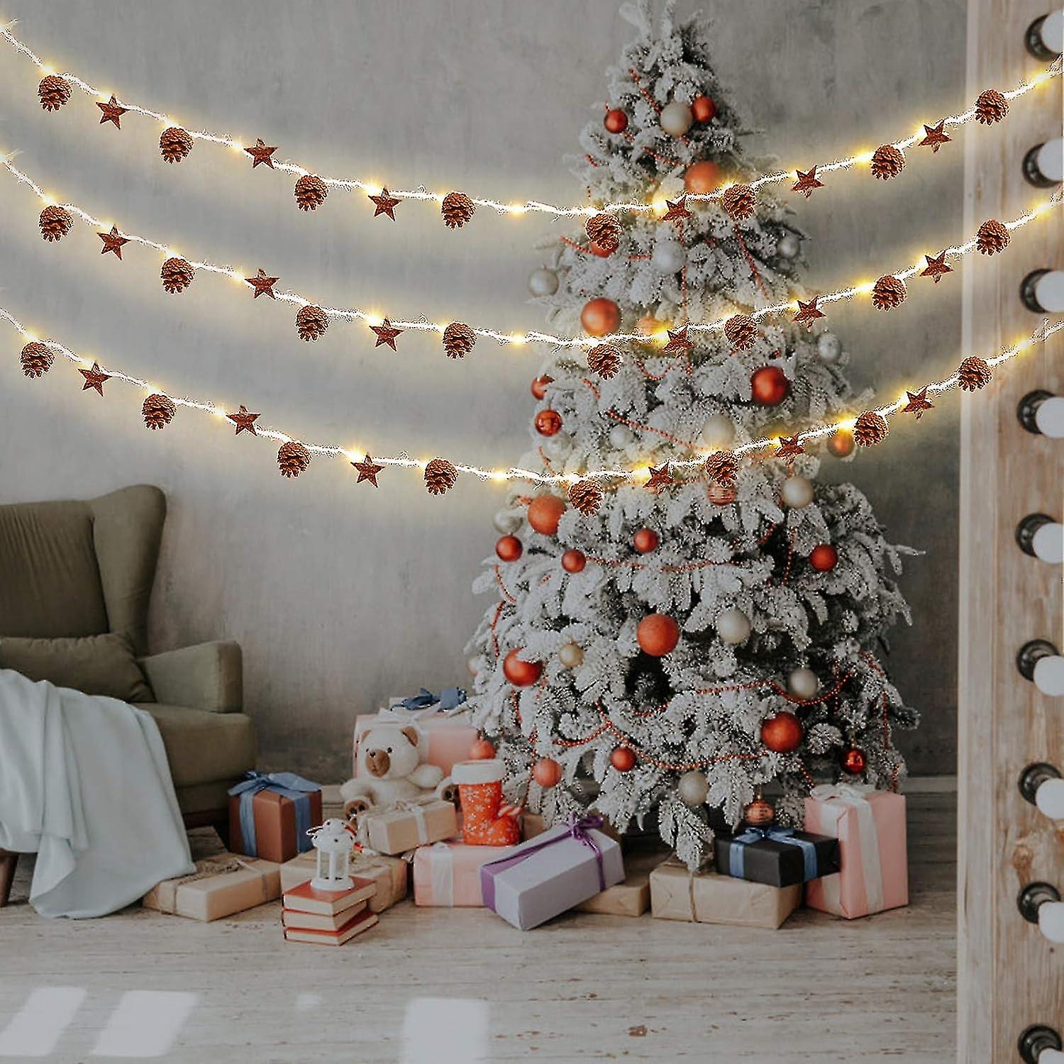 Pinecone String Lights Christmas Pine Cone Garland With Lights Led Christmas String Lights For Christmas Tree Garden Home Decoration