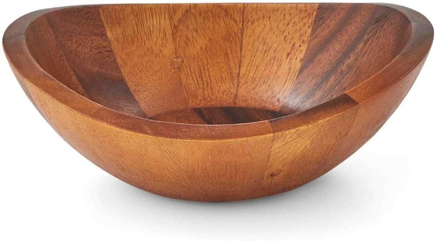 Nambe Braid Collection Individual Salad Bowls， Set of 4， Acacia Wood - Brown