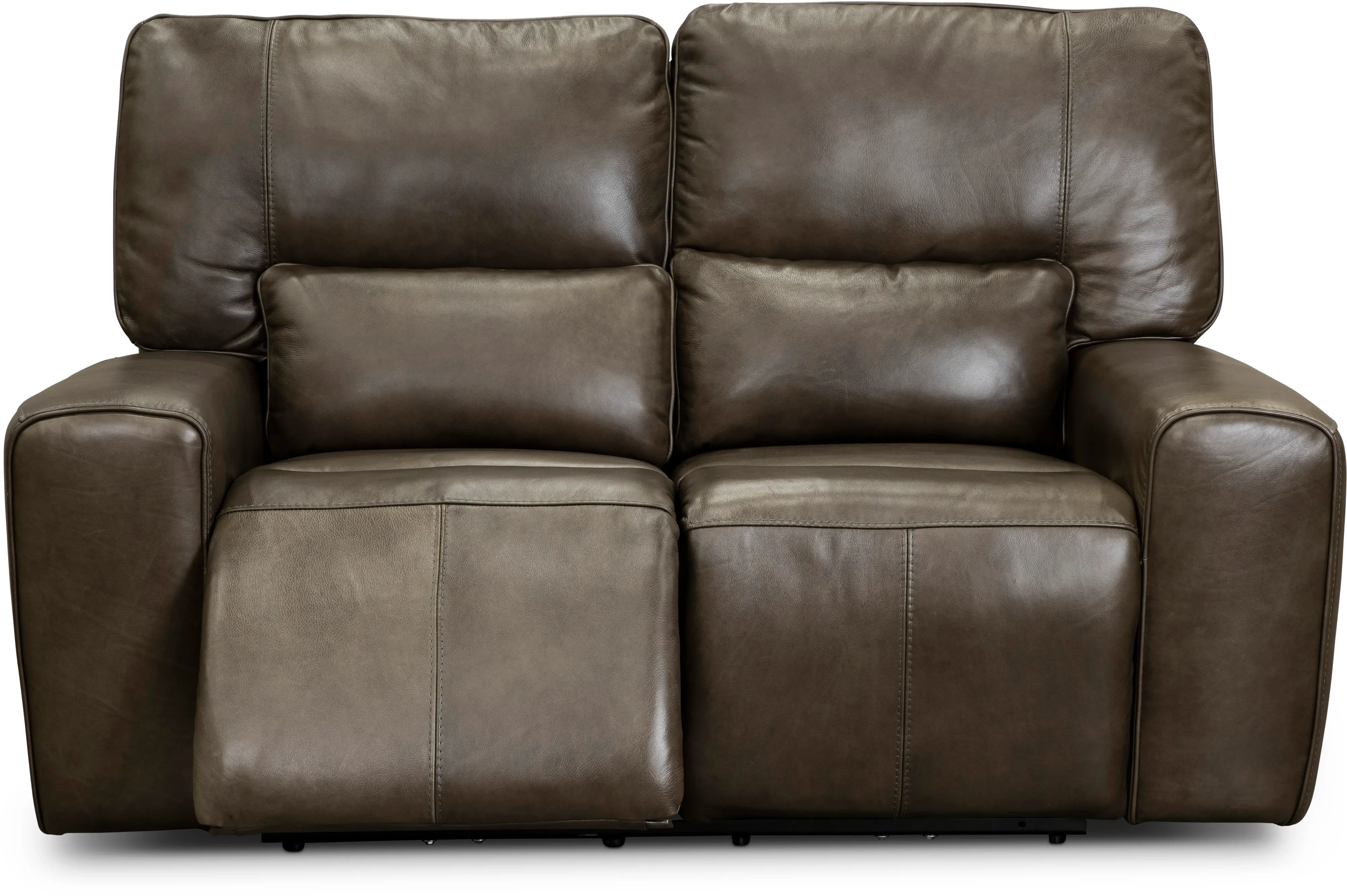 Zero Gravity Concrete Brown Leather Power Reclining Loveseat