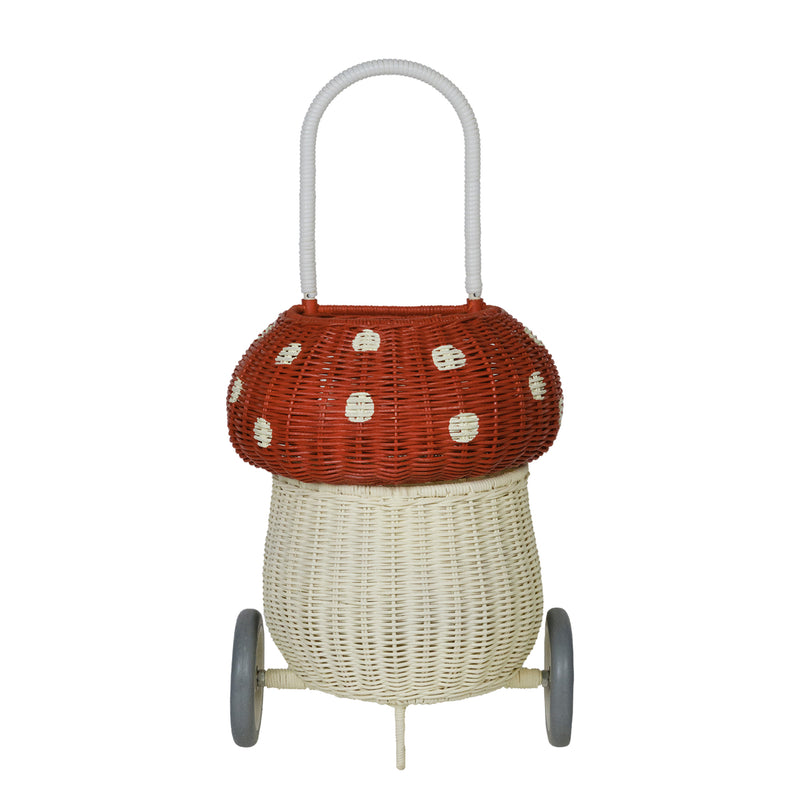 Rattan Mushroom Luggy - Red/White by Olli Ella