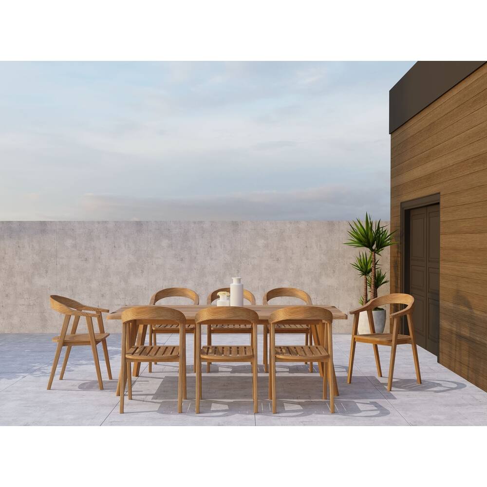 Lechair Rectangular 84 inch Wide Teak Plank Outdoor Dining Table   43 x 29.5 x 86