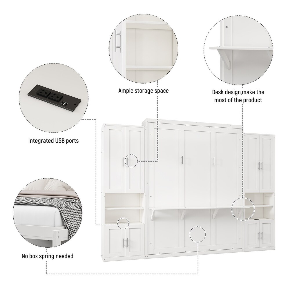 Full Size Murphy Bed  Wood Multifunctional Storage Wall Bed  Can Be Folded into a Cabinet and Desk Combo Perfect Design