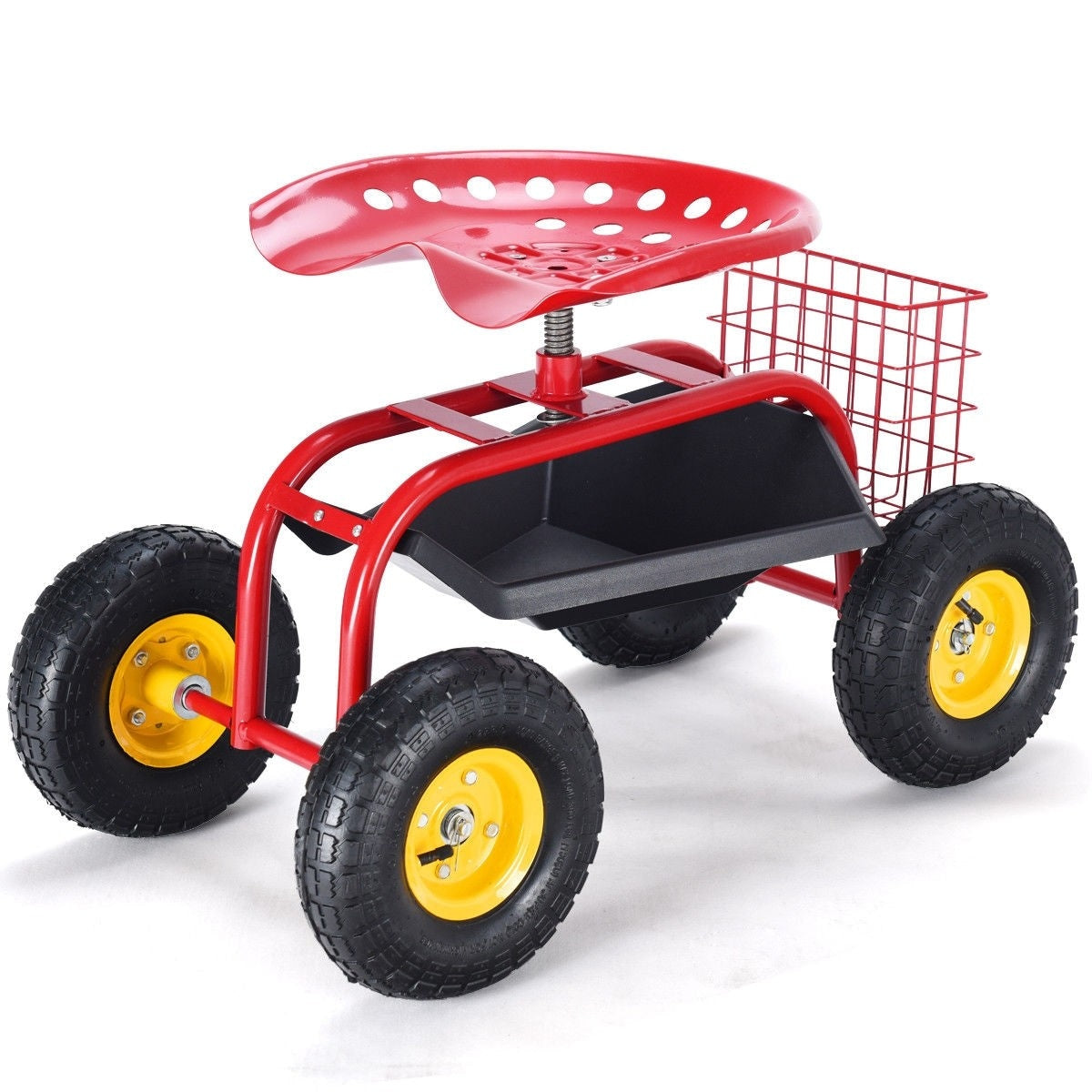 Outdoor Rolling Garden Cart Wagon Scooter with 360¡ã Swivel Seat