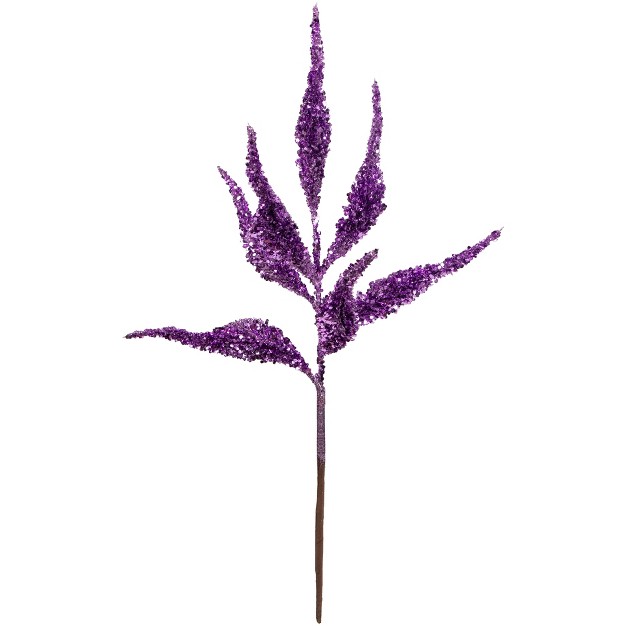 Purple Glittered Leaves Christmas Spray