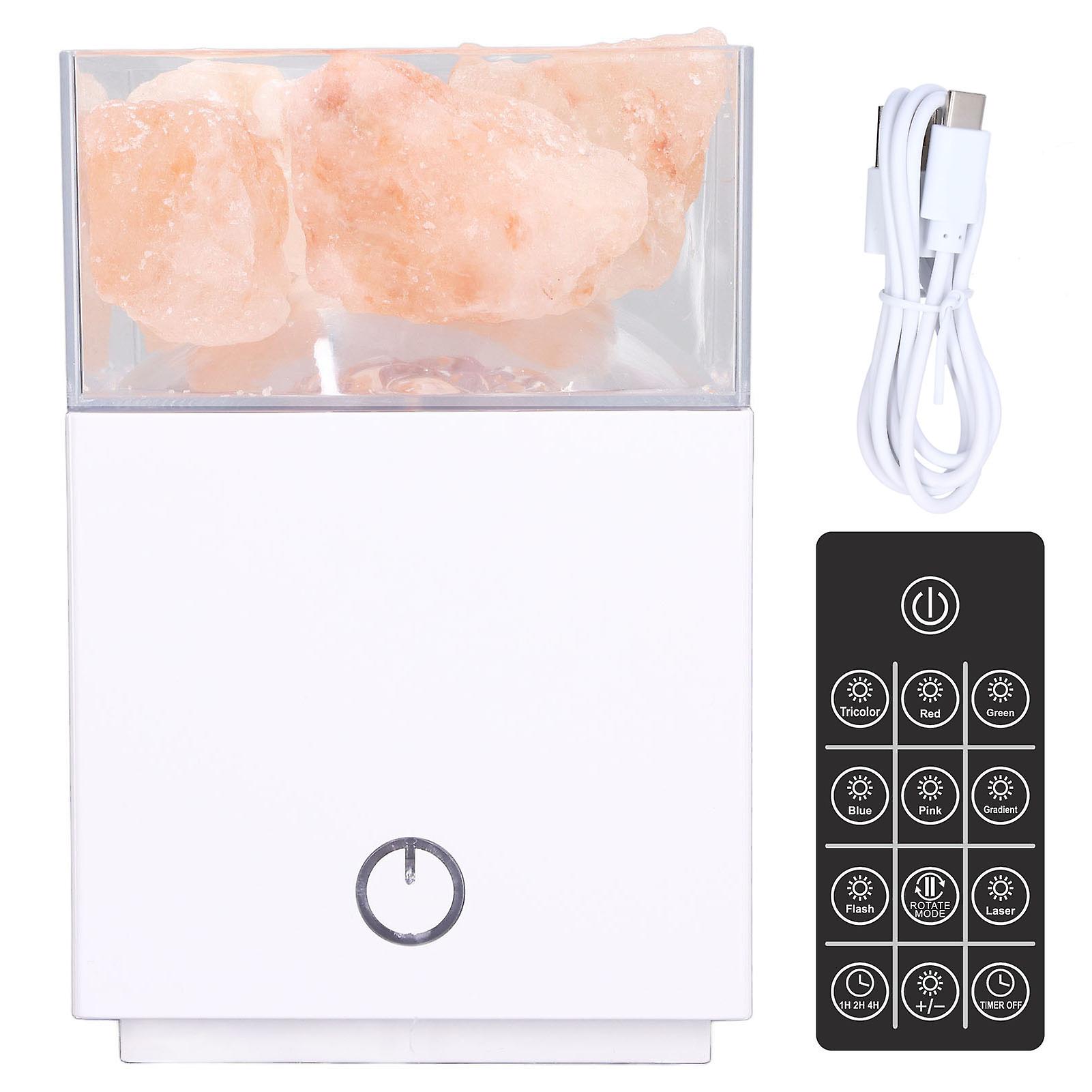 Led Colorful Himalayan Salt Lamp Remote Control Square Salt Block Lamp Negative Ion Air Purification Lampwhite