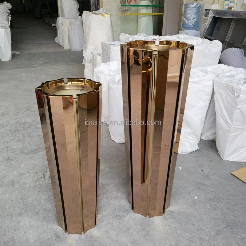 Garden Supplies Decorative Stainless Steel Metal Tall Large Gold Indoor Flower Pot Stand / Outdoor Plant Pot