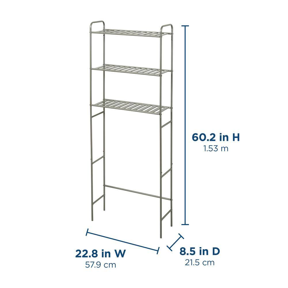 Glacier Bay 22.8 in. W Over-the-Toilet Bathroom Space Saver in Satin Nickel with Slatted Shelves 2265NNHD