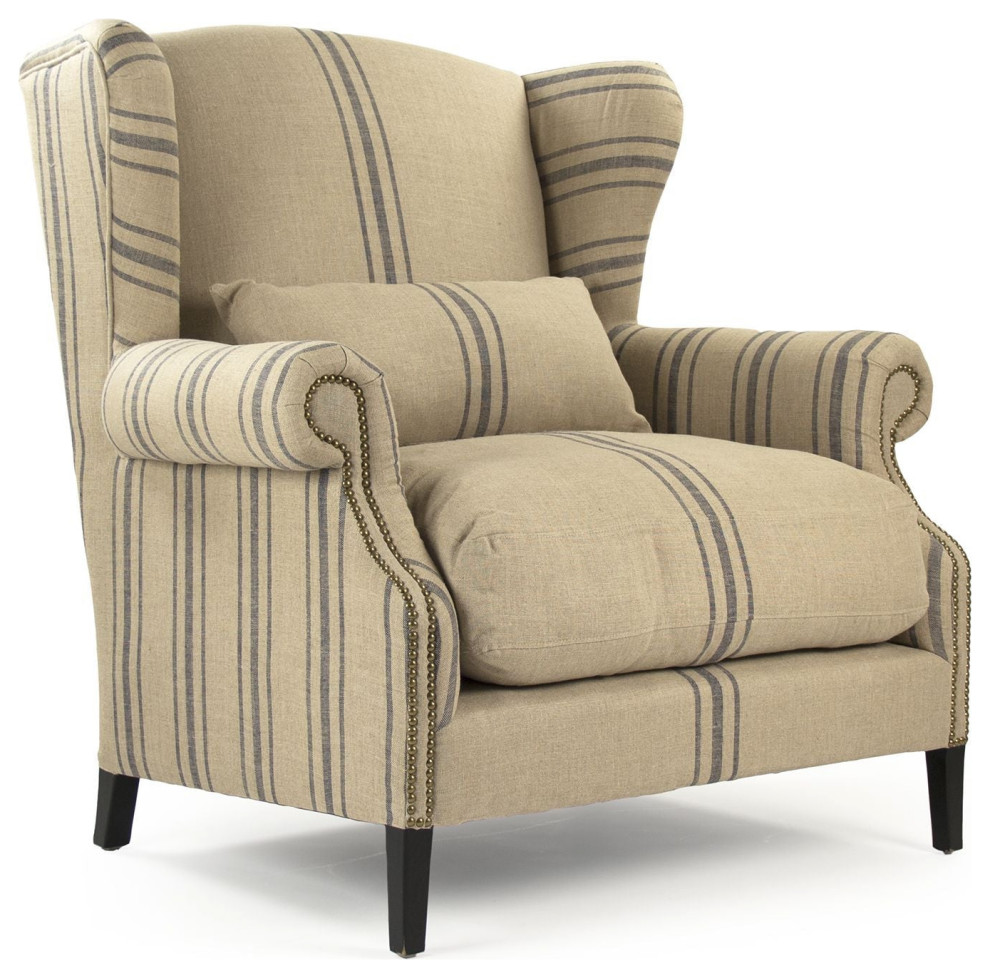 Napoleon Half Wingback Chair   Farmhouse   Armchairs And Accent Chairs   by Hudson Home Decor  Houzz