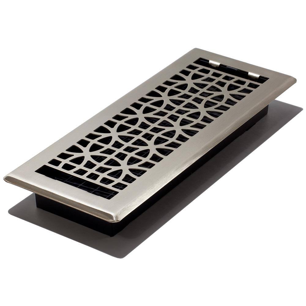 Decor Grates Eclipse 12 in. x 4 in. Floor Register in Brushed Nickel ECH412-NKL