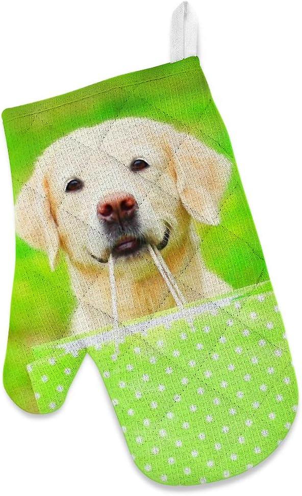 Insulation Kitchen Oven Mitts Potholder Apron 3pcs Set Pretty Golden Retriever Dog Non Slip Heat Resistant Gloves For Baking Cooking Bbq