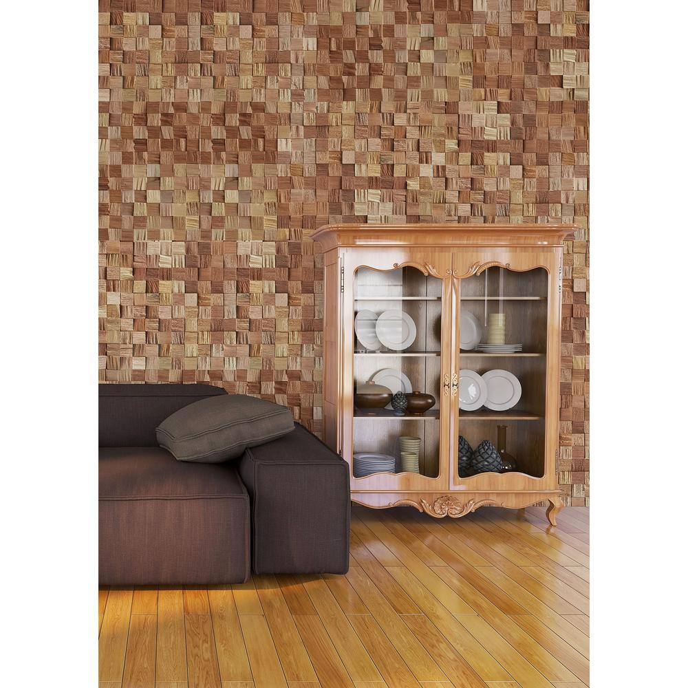 Wallscapes 1 in. x 14 in. x 1 ft. Americano Meranti Cube Square Edge Hardwood Boards (8-Pack 11. 16 sq. ft.) WSWCCUBE-AM