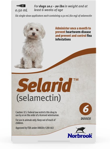 Selarid Topical Solution for Dogs， 10.1-20 lbs， (Brown Box)