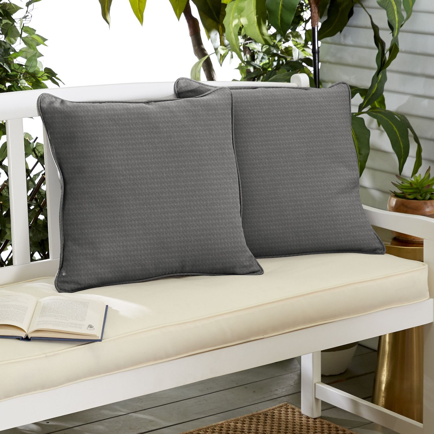 Sorra Home Indoor Outdoor 16 in. x 16 in. Corded Pillows 2-Piece Set