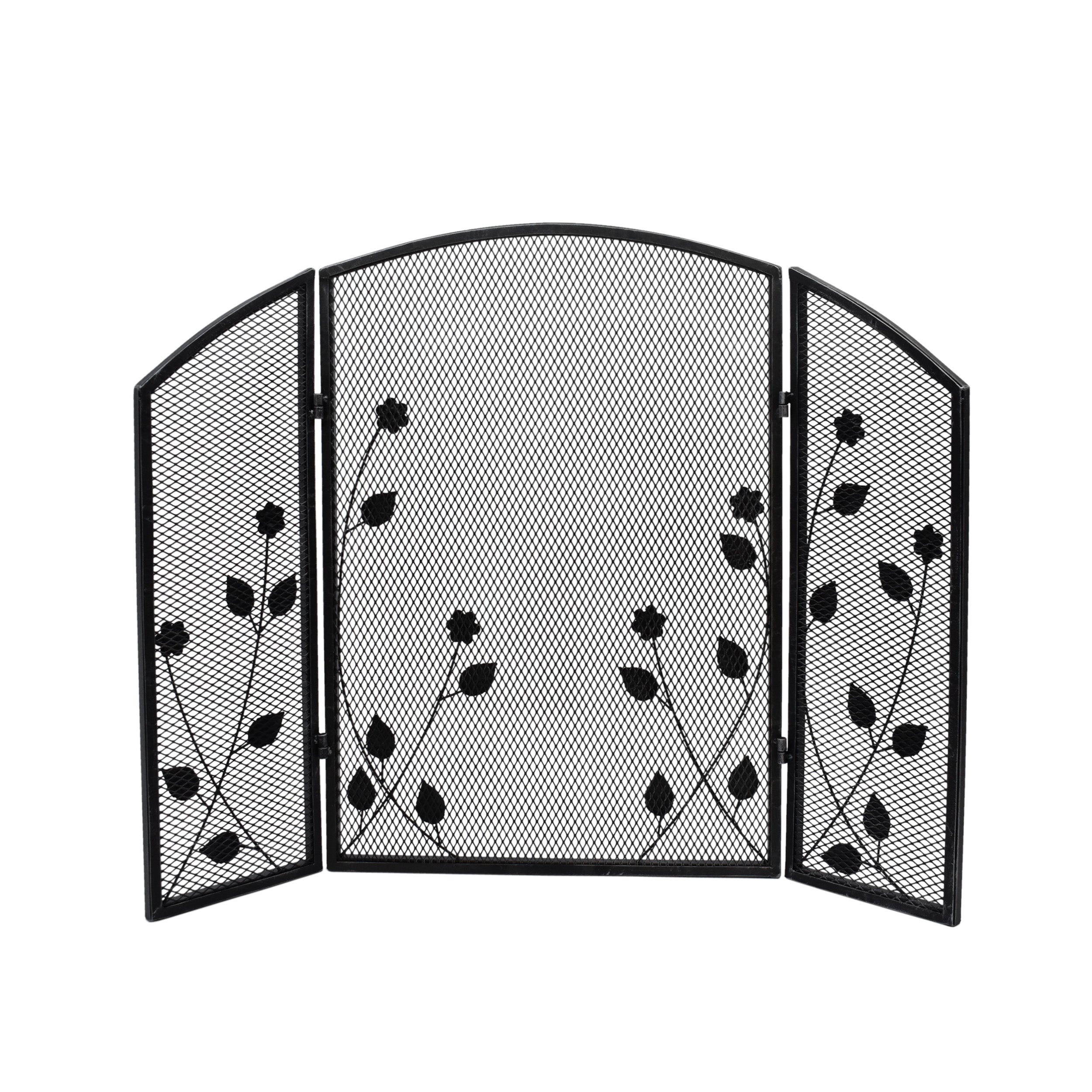 Jenna Modern Iron Firescreen with Leaf Accents