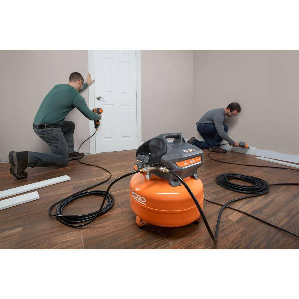 RIDGID 6 Gal. Portable Electric Pancake Air Compressor with 16-Gauge 2-12 in. Straight Finish Nailer OF60150HB-R250SFF