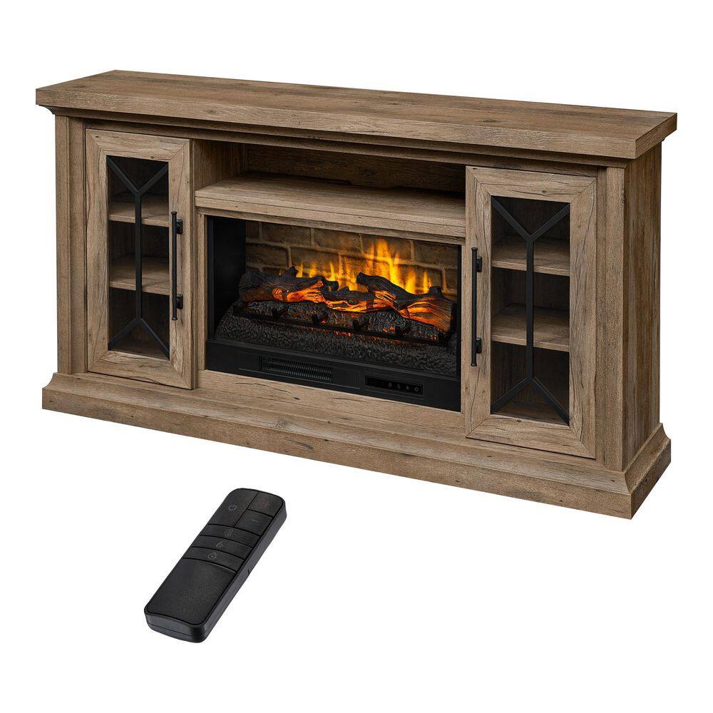 Home Decorators Collection Madison 68 in. Freestanding Electric Fireplace TV Stand in Natural Rustic Oak HDFP68-51BE