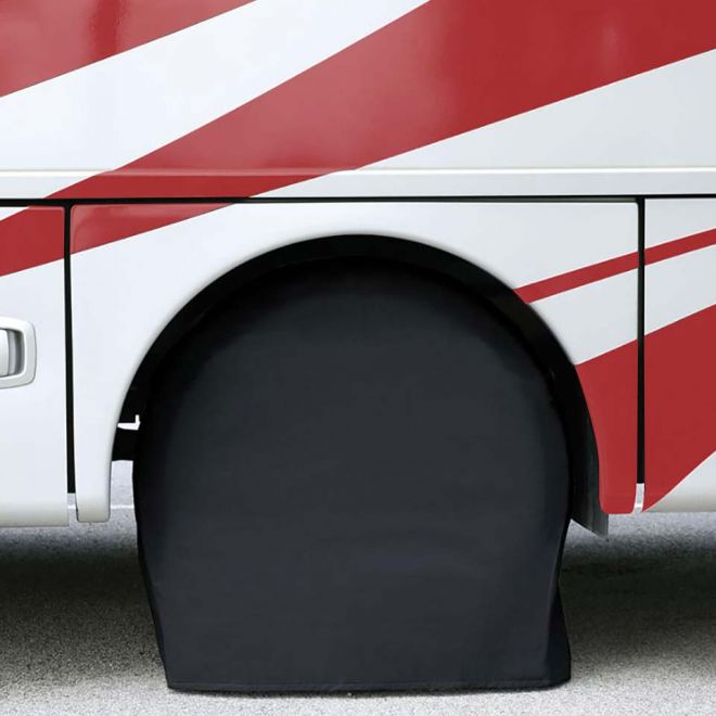 Superior Electric RVA1609 RV Trailer Black Vinyl Tire Cover Pair for Size 36