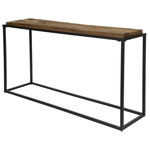 Holston Satin Black and Natural Salvaged Wooden Console Table