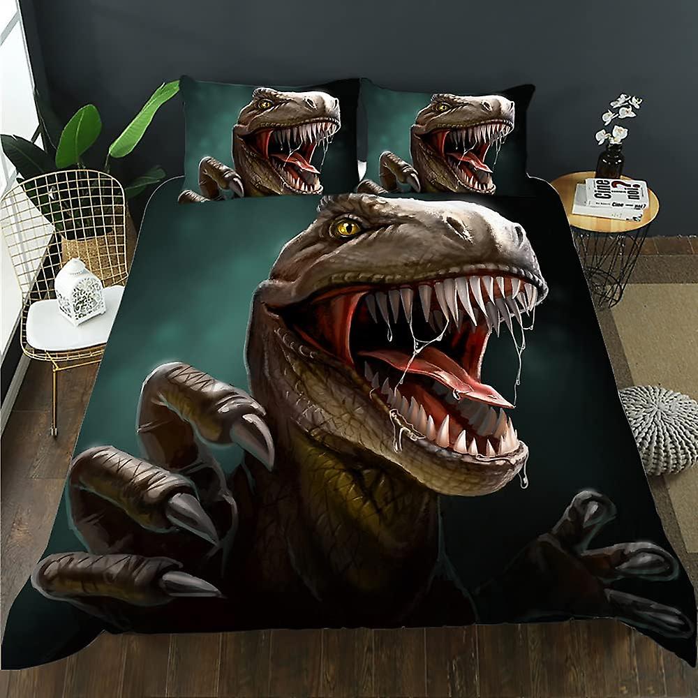 Dinosaur Bedding Twin Boy Comforter Cover Teenager Adult Room Dinosaur Decor Bedding Set With Two Pillowcasesfull Size(no Comforter) Green-dark Twin 7