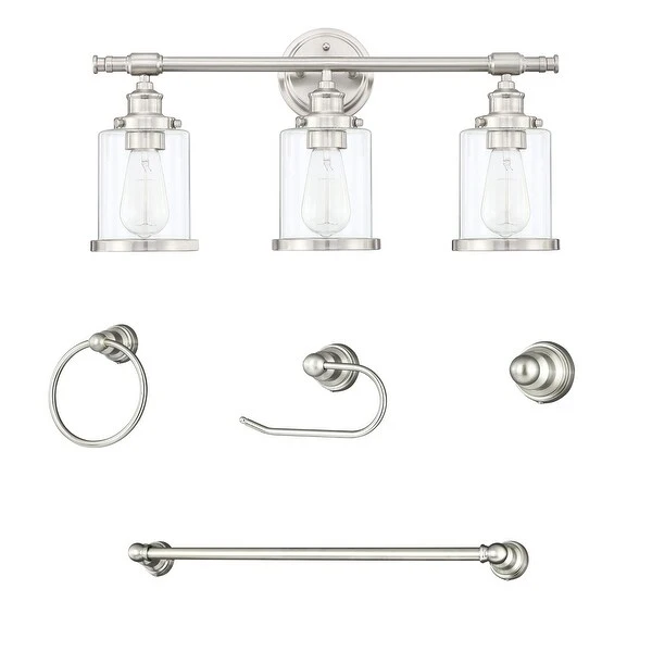 Vanity Light Fixture 3-Light 5-Piece All-in-One Bathroom Set