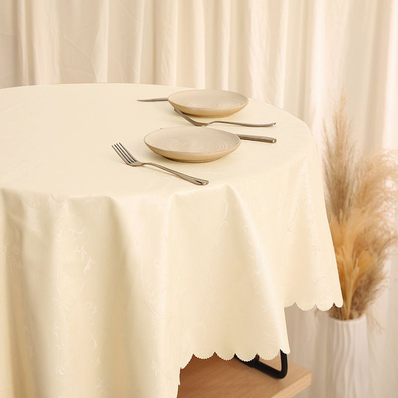 Round Pvc Wrinkle-resistant Washable Suitable Restaurant Table Cover 1 Pc， 63 X 63