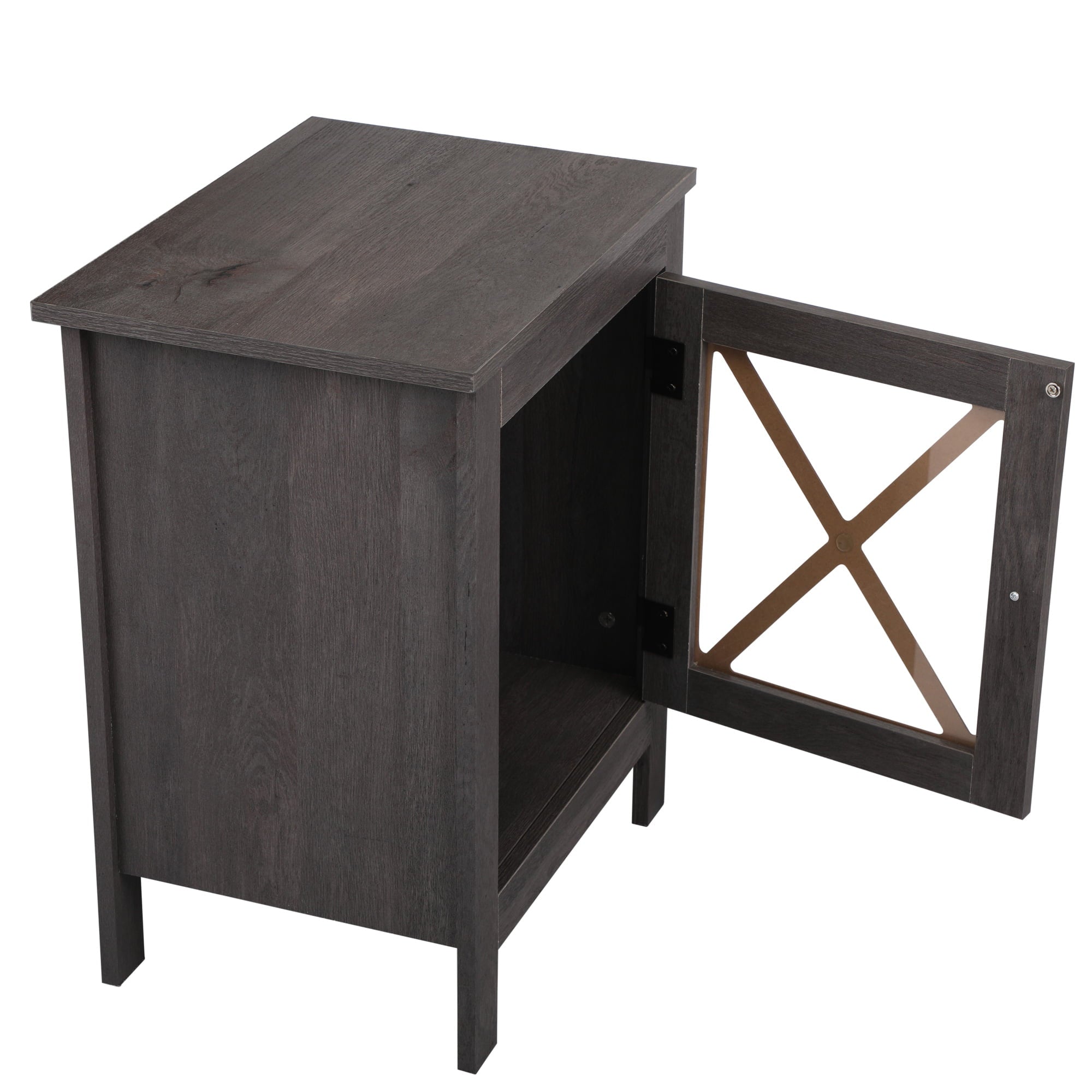 LOAOL Vintage Nightstand Set of 2 for Bedroom, Wooden Finish, Black