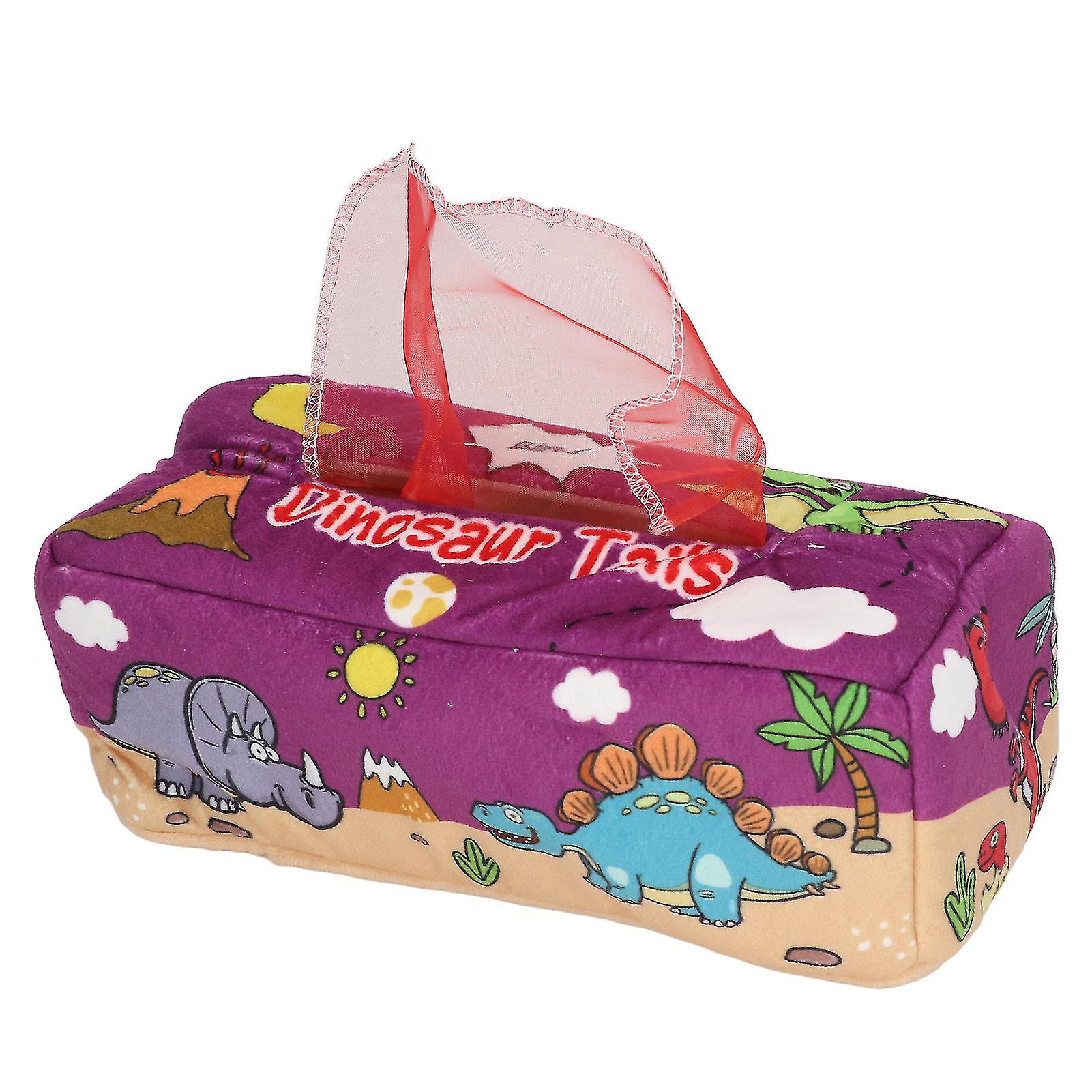 Baby Tissue Box Improve Sensory Skills Safe Fun Plush Sensory Tissue Box Baby Toy Dinosaur Pattern Early Education Toys