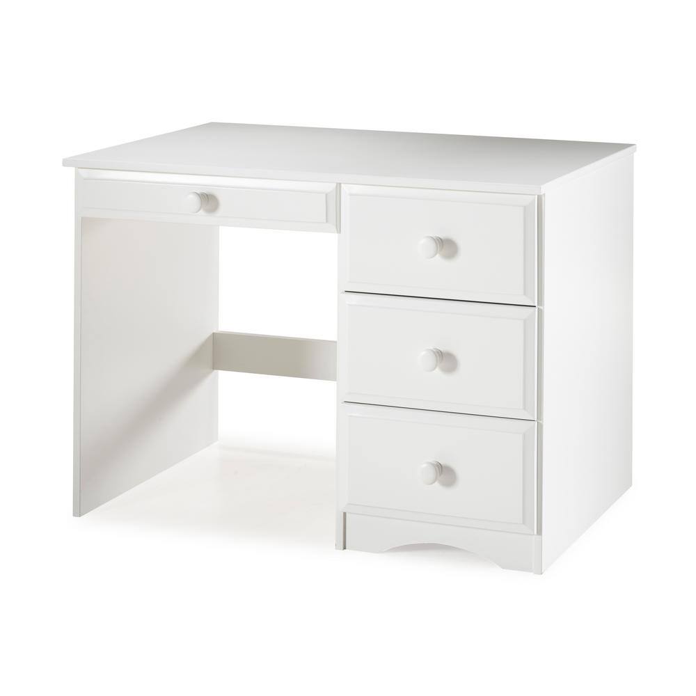 Camaflexi 44 in. Rectangular White 4 Drawer Writing Desk with Solid Wood Material 41123